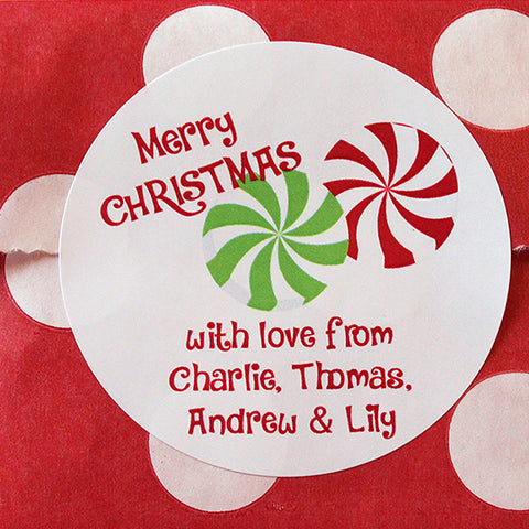 Xmas Peppermint Gift Stickers