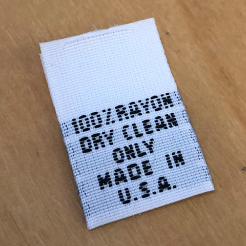 100% Rayon, Dry Clean Only, Made in USA)