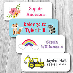 Personalized Modern Black & White Square Water Resistant Name Labels -  Current Labels