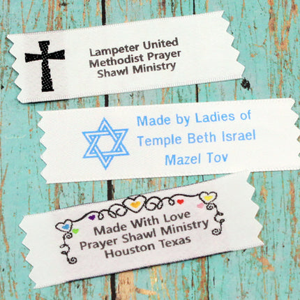 Prayer shawl clothing labels woven or printed small and large quantities available