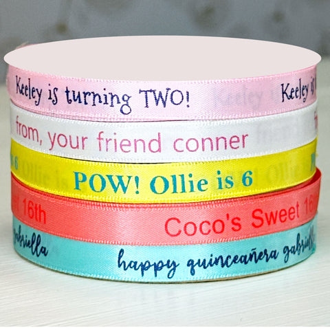 Personalized Birthday Ribbon 3/8" - 36 Colors