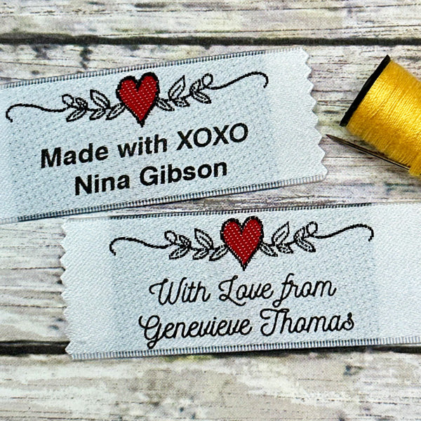 Personalized Clothing Labels Style 67: Heart & Vine - Name Maker