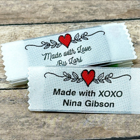 Handmade With Love Woven Clothing Label - Pack of 4 Sew-In Labels
