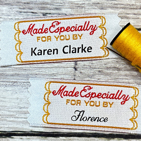 Floral Antlers Fabric Labels Personalized Tags on Organic Cotton labels for  Handmade Items for Knitting, Crochet, or Sewing Projects 