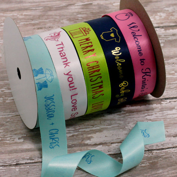 Personalized Satin Icon Ribbon 7/8" - 36 Colors