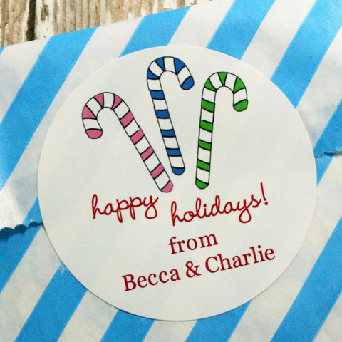 Personalized Candy Cane Stickers