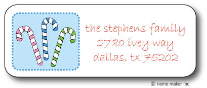 Candy Canes Design Address Stickers