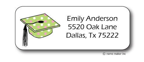 Polka Dot Grad Cap Address Stickers