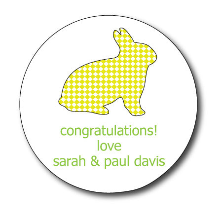 Round Gingham Bunny Gift Stickers (Available in 4 Colors)