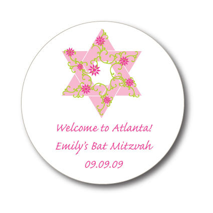 Round Bat Mitzvah Flower Sticker