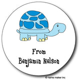 Round Blue Turtle Gift Stickers