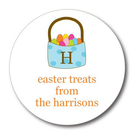 Round Monogrammed Easter Basket Gift Stickers