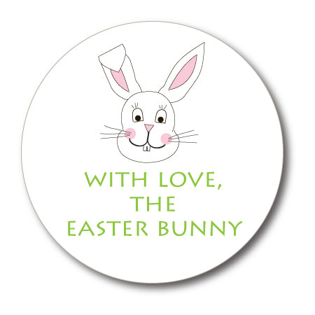 Personalized Round Easter Bunny Face Stickers