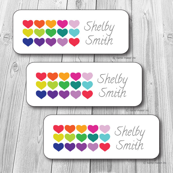 Kid's Labels: Hearts Name Labels For Kids