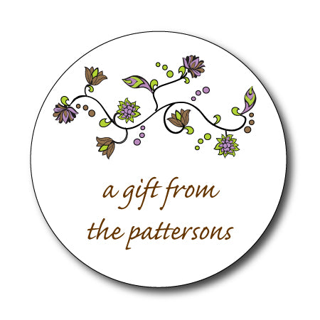 Round Floral Lavender Gift Stickers