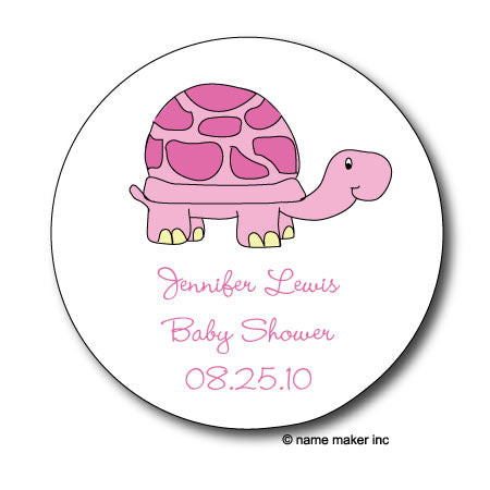Round Pink Turtle Gift Stickers