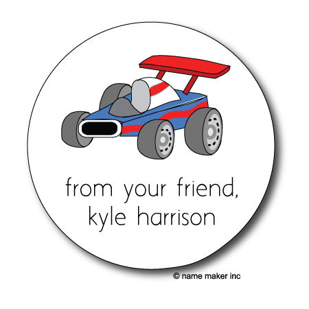 Round Racecar Gift Stickers