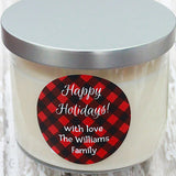 Happy Holidays Red Plaid Gift Stickers