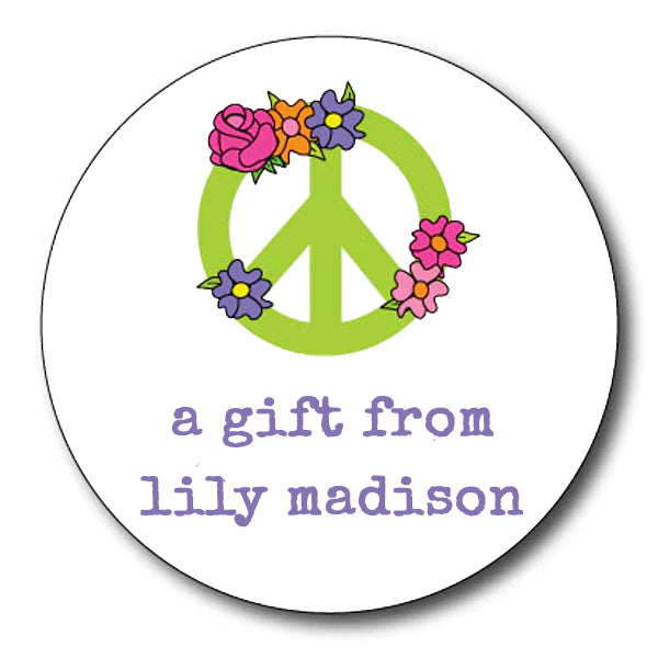 Round Peace Flower Gift Stickers