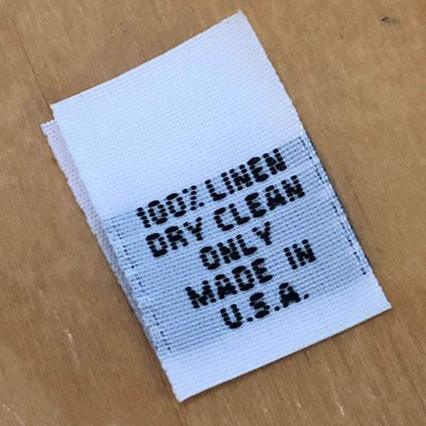100% Linen, Dry Clean Only, Made in USA)