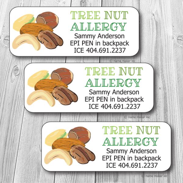 Tree Nut Allergy Waterproof Label