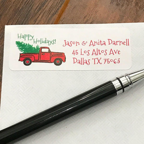 Christmas Truck Address Stickers