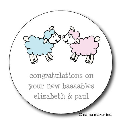 Round Baby Lambs Gift Stickers (Available in 4 Colors)