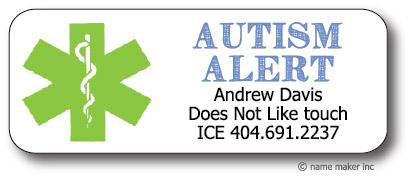 Autism Medical Waterproof Label
