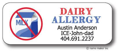 Dairy Allergy Waterproof Label