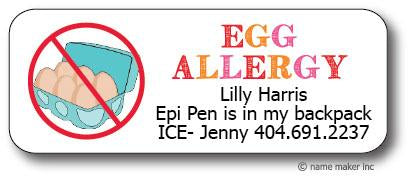 Eggs Allergy Waterproof Label (Girls)