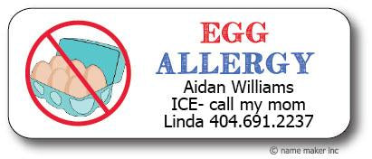 Egg Allergy Waterproof Label