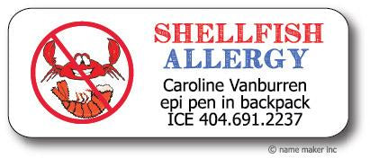 Shellfish Allergy Waterproof Label