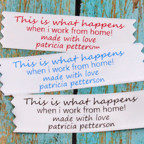 Work from home Humor Satin Label
